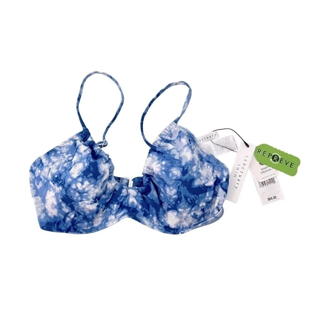 Sanctuary Swim Blue Underwire Bikini Swimsuit Top Sustainable D